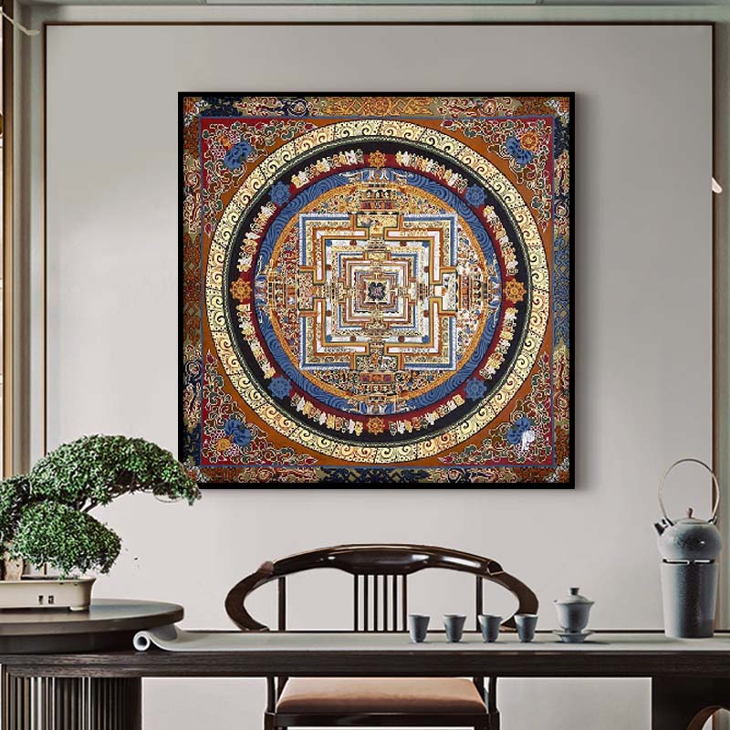 唐卡咒轮曼陀罗坛城钻石画新款满钻玄关客厅手工贴钻水晶十字绣5d
