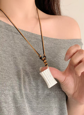 简约经典系列编织筐项链女游牧风可调整小众高级感单耳酒壶毛衣链