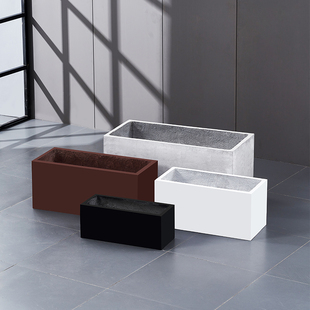 长方形水泥花盆户外花箱庭院北欧风格 大型阳台庭院种植箱特大花槽