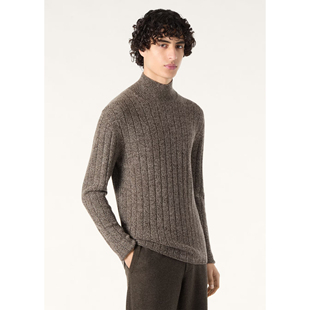 26年LP新款山羊绒混纺毛织长袖上衣混色纱男士百搭半高领套头毛衣