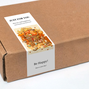 gytz4956跨境感恩节通用迷你超大不干胶贴纸定制封口贴空白可手写