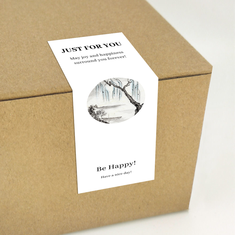 gytz6586中式古风水墨工笔传统绘画通用超大不干胶贴纸定制封口贴