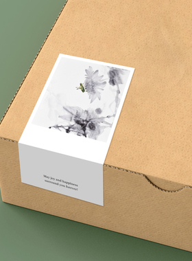 gytz6477中式古风水墨工笔传统绘画通用超大不干胶贴纸定制封口贴