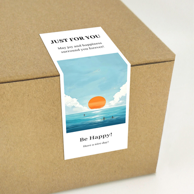 gytz7742旭日东升夕阳晚霞山水鎏金大海金色太阳不干胶贴纸封口贴