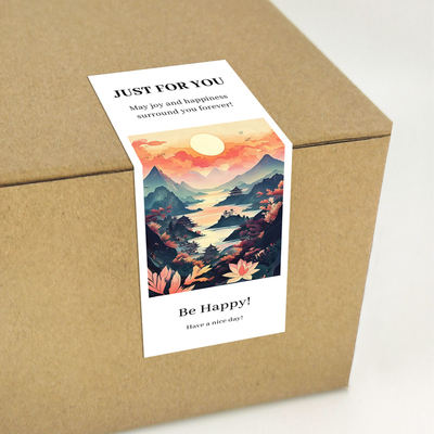 gytz7751旭日东升夕阳晚霞山水鎏金大海金色太阳不干胶贴纸封口贴