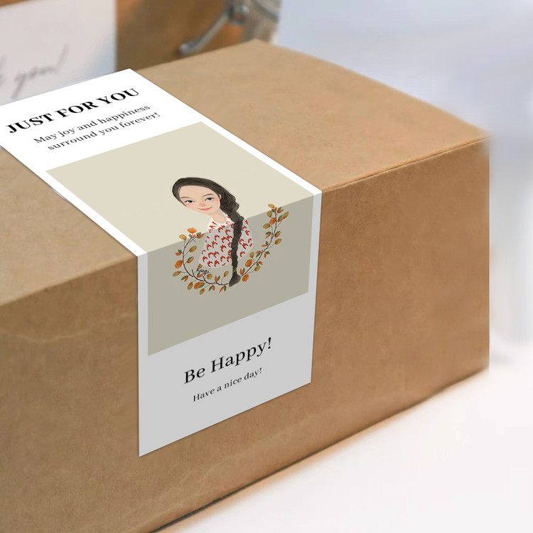 gytz619快乐微笑高级感森系唯美小清晰插画通用不干胶贴纸封口贴