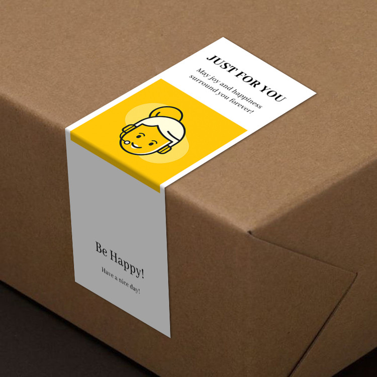 gytz583快乐微笑高级感森系唯美小清晰插画通用不干胶贴纸封口贴