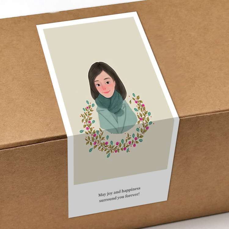 gytz645快乐微笑高级感森系唯美小清晰插画通用不干胶贴纸封口贴