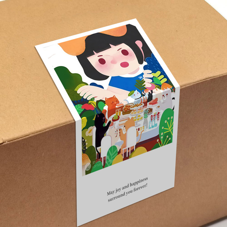 gytz767快乐微笑高级感森系唯美小清晰插画通用不干胶贴纸封口贴