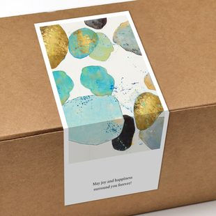 gytz7090中式 古风水墨工笔抽象艺术通用超大不干胶贴纸定制封口贴