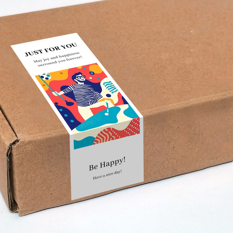 gytz806快乐微笑高级感森系唯美小清晰插画通用不干胶贴纸封口贴