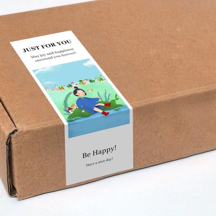 gytz807快乐微笑高级感森系唯美小清晰插画通用不干胶贴纸封口贴