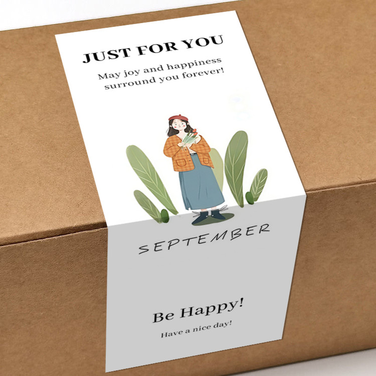 gytz606快乐微笑高级感森系唯美小清晰插画通用不干胶贴纸封口贴