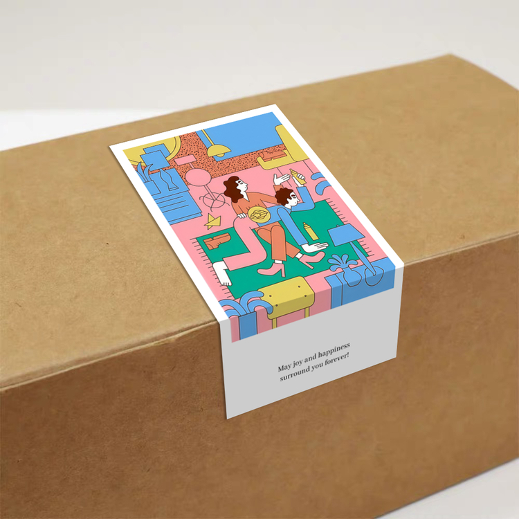 gytz1253爱情幸福高级感森系唯美小清晰插画通用不干胶贴纸封口贴