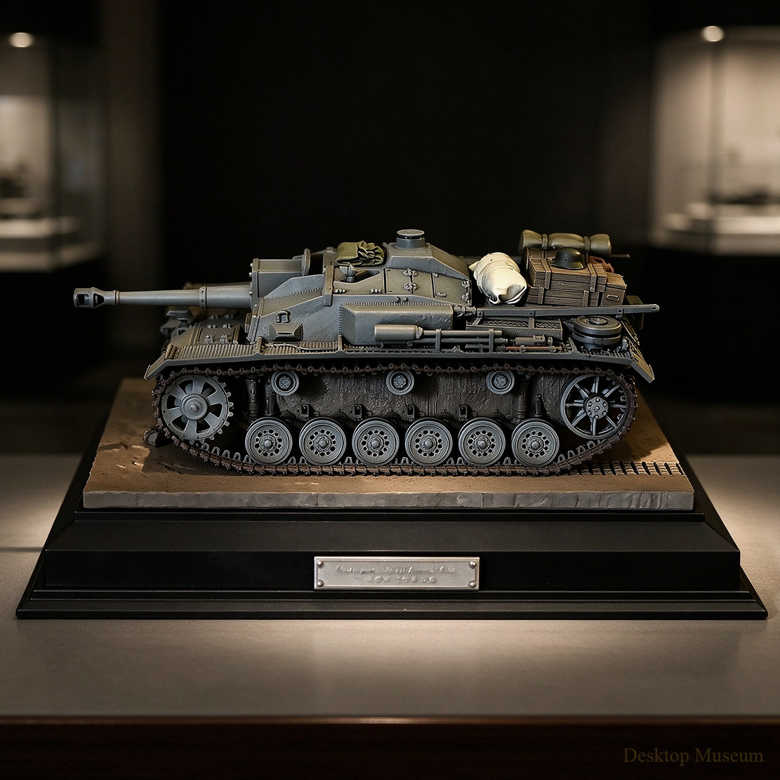 龙飞兔舞 地台长142mm 二战3号突击炮 成品摆件 LTCP-549+