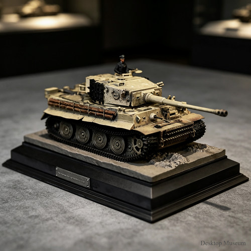 龙飞兔舞 地台长142MM 二战虎式坦克摆件 成品摆件 LTCP-513+