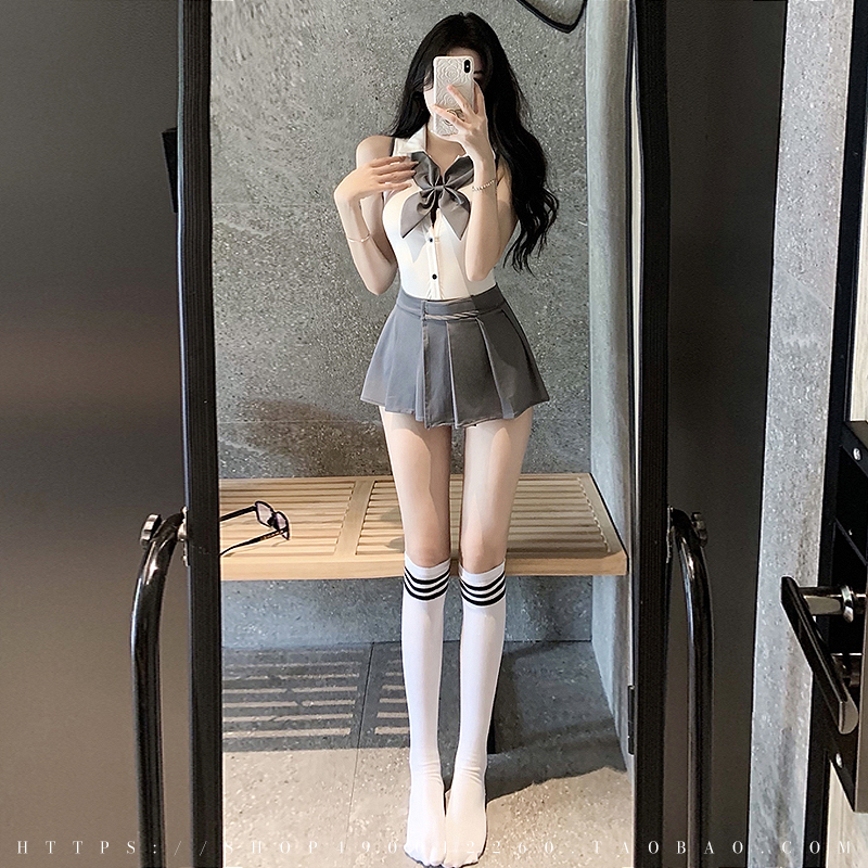 咪啾 甜心少女 纯欲性感辣妹学院风蝴蝶结百褶裙JK学生制服套装女