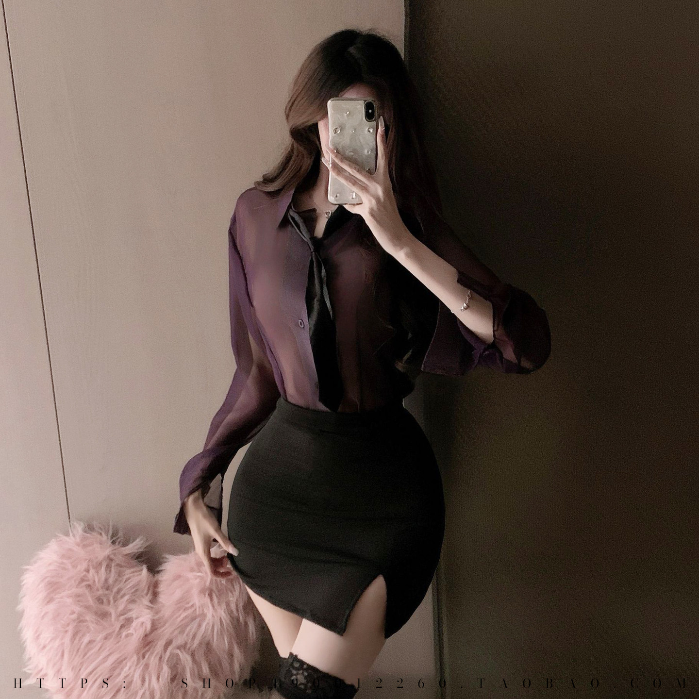 性感紫色紧身OL秘书教师包臀裙纯欲风约会战袍御姐风睡衣制服套装