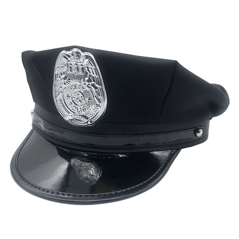 黑色皮帽子COS女警帽子角色扮演空姐帽子
