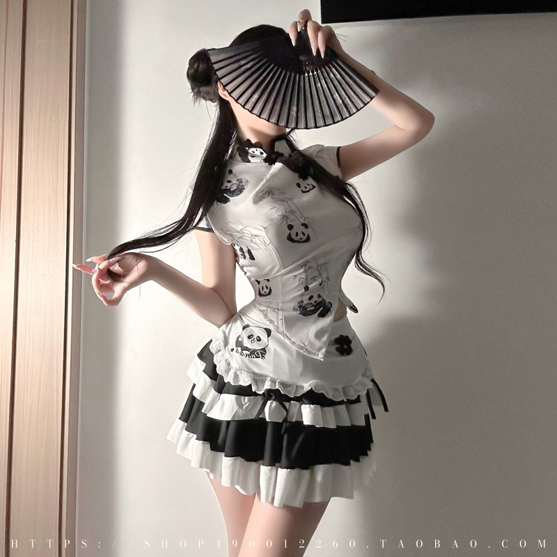 纯欲甜美女仆旗袍上衣+短裙