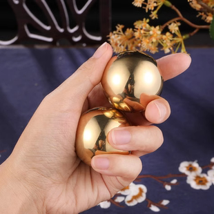 纯黄铜健身球手握球铜球实心手球手心球老年人保健球手玩把件全铜