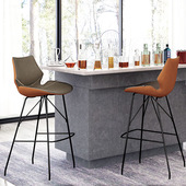 吧台椅高脚吧凳靠背酒吧厨房北欧轻奢现代简约铁艺皮革网红椅703A