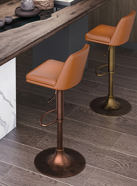 真皮吧台椅设计师轻奢升降高脚酒吧椅餐吧台凳子家用岛台椅子7208