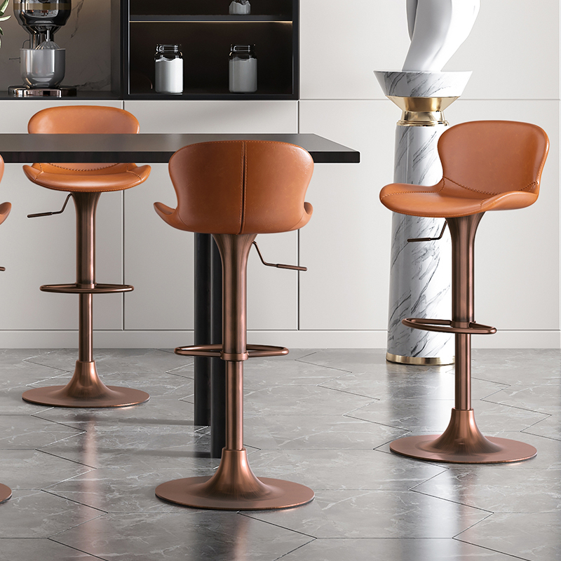 意大利进口头层牛皮真皮吧台椅  升降旋转靠背轻奢设计师款7275