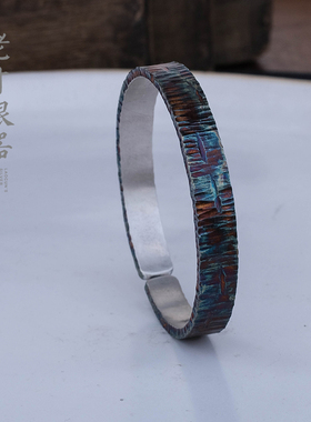 老寸银器手工地址男款足银手镯