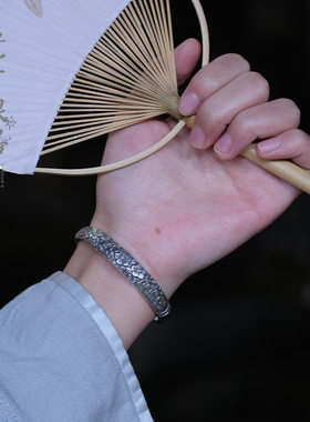 老寸银器梅花南瓜头银手镯