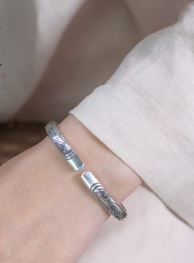 壹寸金工30克手工錾刻银手镯