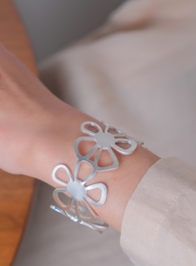 大花花朵清冷风银镯子