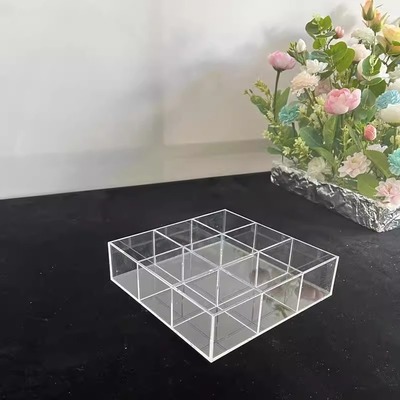 透明九宫格收纳盒带盖