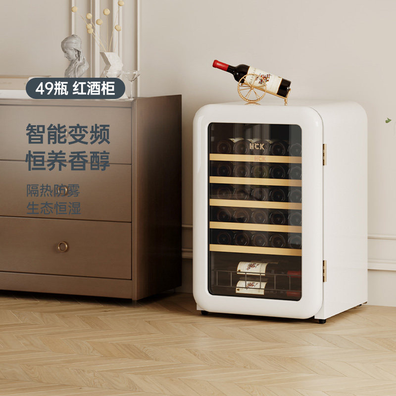 HCK哈士奇复古红酒柜恒温恒湿茶叶家用小型超薄嵌入式冰吧冰箱2.