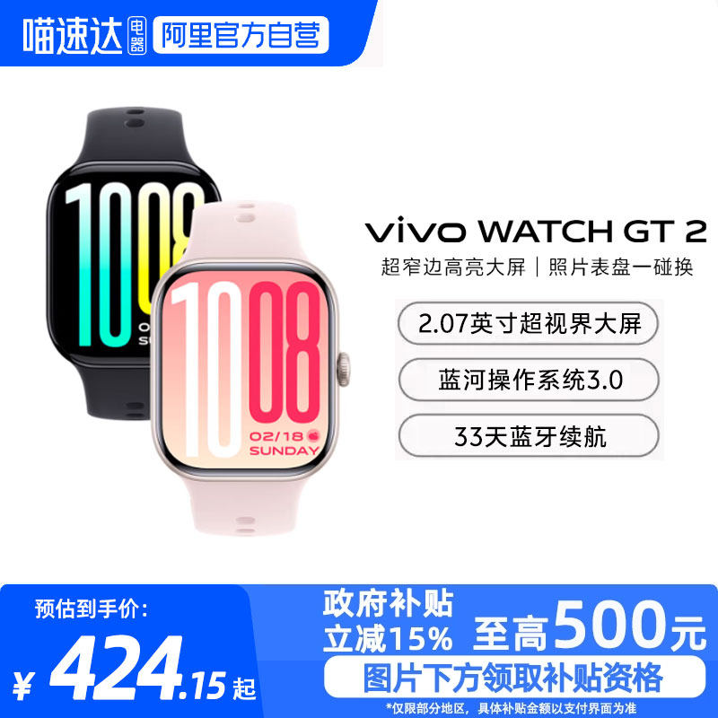 【政府补贴15%|阿里官方自营】vivo WATCH GT 2智