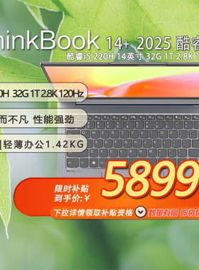 「限时补贴」联想ThinkBook 14+轻薄办公本 酷睿i5 220H 14英寸 32G 1T 2.8K 120Hz-21TQ0001CD