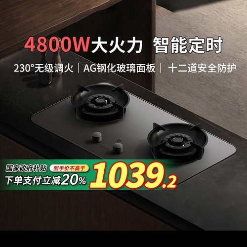 【政府补贴】小米米家智能定时燃气灶P1家用台嵌式天然气灶双灶29