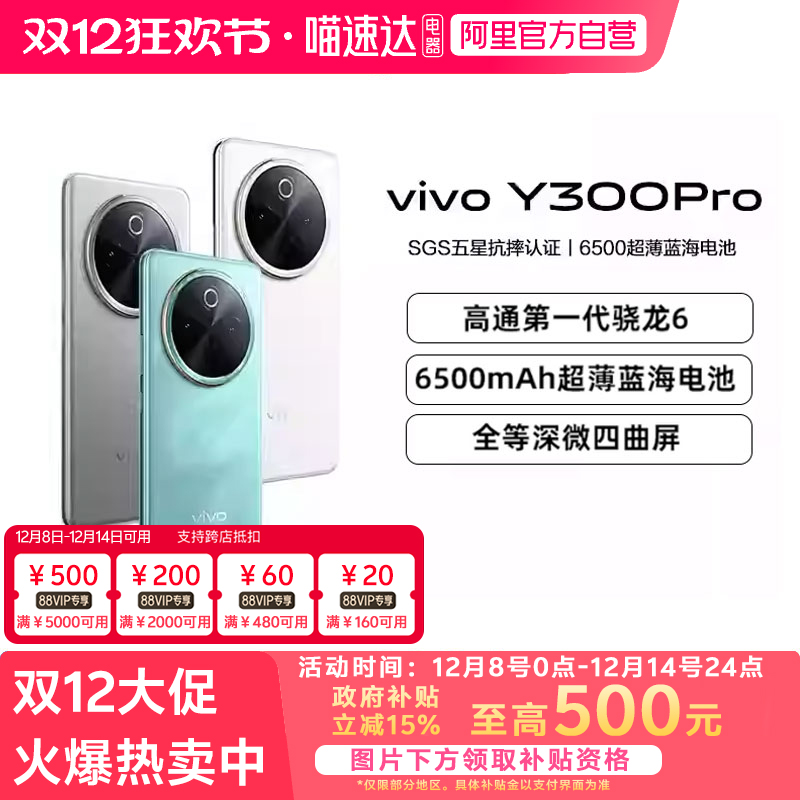 【政府补贴15%|阿里官方自营】vivo Y300 Pro 新品大电池80W闪充全等深微四曲屏大内存学生手机官网正品-81
