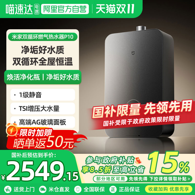 小米米家净垢双循环P10燃气热水器天然气家用增压恒温静音16L 06