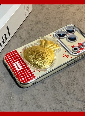 ins风2026福袋适用苹果17手机壳iPhone16promax新年15pro红色14plus本命年13/11立体12mini马年se3电镀air/xs