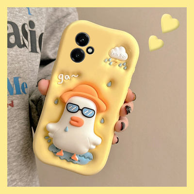 适用华为荣耀400手机壳300pro可斜挎200立体100眼镜90gt鸭子80支架x70带挂链60卡通v40趣味x40硅胶honor软壳p