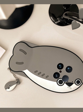 灰色鲸鱼适用vivox200ultra手机壳x100s立体x90pro+创意x80个性x60卡通x9splus可爱x200promini趣味十vivo女p