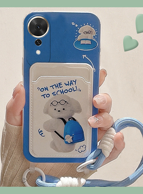 卡通蓝色背包小狗适用华为荣耀畅玩70plus手机壳play10c可爱plus狗狗paly卡套honor一体huawei卡包硅胶软壳女