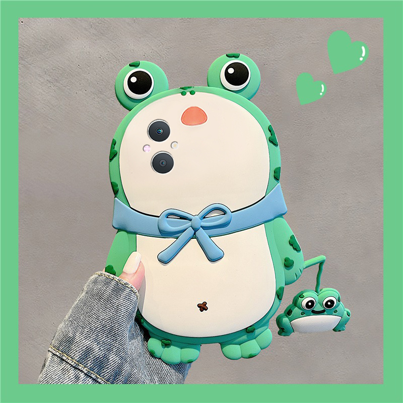 手机壳硅胶可爱卡通蝴蝶结大眼睛青蛙