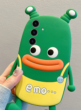 适用三星s25+手机壳s25edge卡通note20立体s24plus青蛙s23香肠嘴s22搞怪s21趣味s20fe丑萌s10绿色十硅胶软壳p