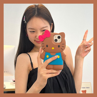 适用苹果16手机壳小米15华为pura70卡通mate60pro立体nova13荣耀400棕色kt猫vivos20可爱x200趣味opporeno13
