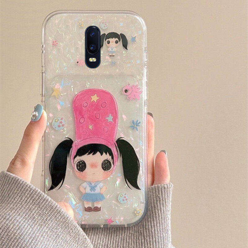 小玉女孩适用oppor17手机壳r15x卡通r11splus蕾丝r11s贝壳纹r9可爱r9plus甜美r7s少女心r17pro硅胶oppo女0pp0