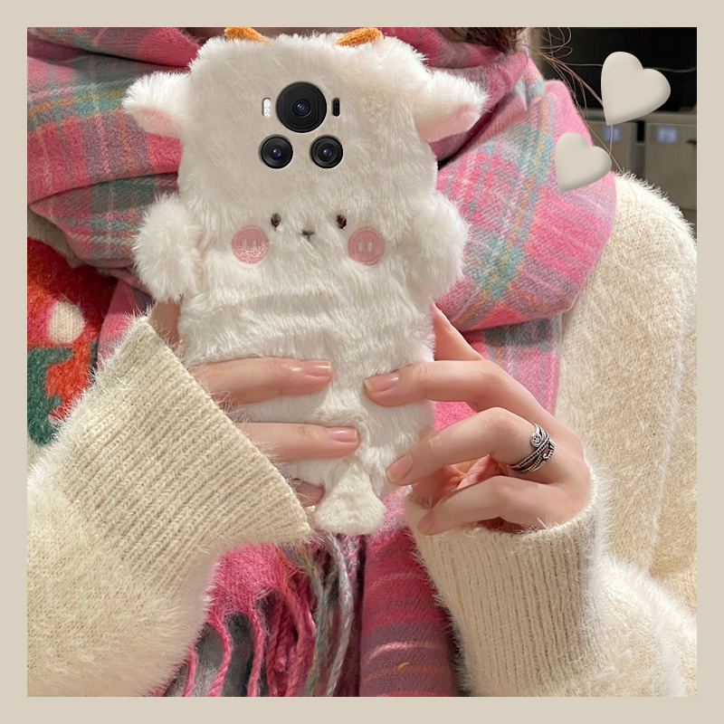 手机壳秋冬毛绒保暖暖手立体卡通趣味小羊