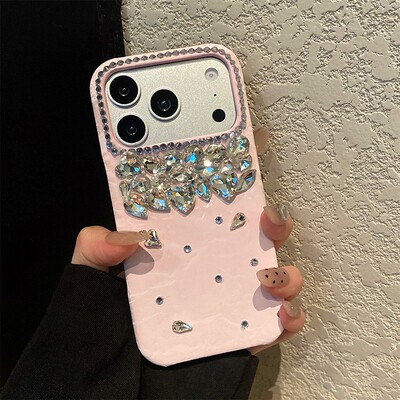 手机壳仿皮皮纹樱花粉缎面丝绒奢