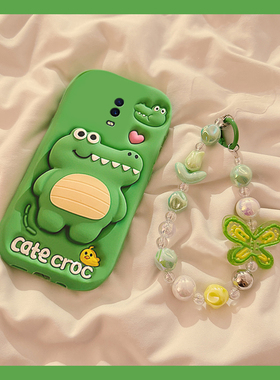 适用oppok1手机壳r15x卡通r17pro立体r15绿色r11s鳄鱼r11带支架r9s蝴蝶结r9plus挂链k1可爱oppo趣味por硅胶软